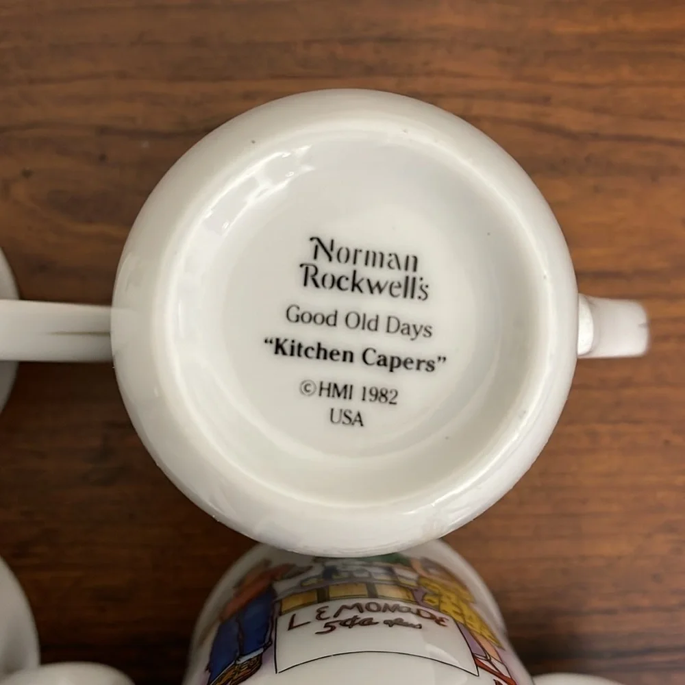 Set of (4) 1982 Norman Rockwell Good Old Days Diner Mugs